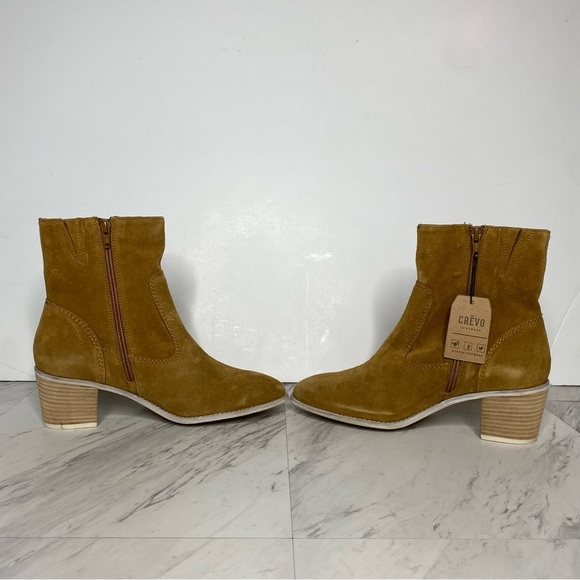 New! Crevo Jade Sand Suede Stacked Heel Bootie 9 - Picture 5 of 14